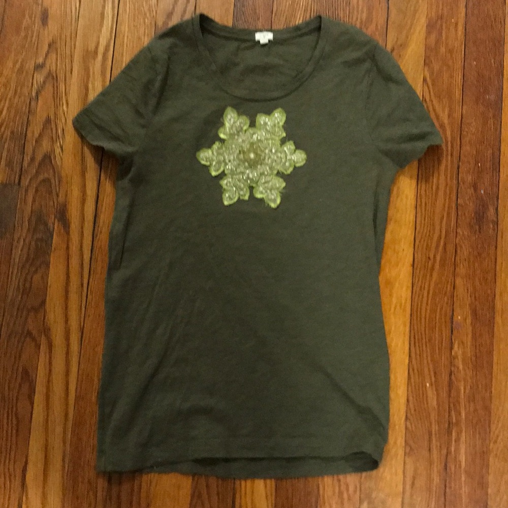 Snowflake sequin and silk Jcrew t-shirt size M